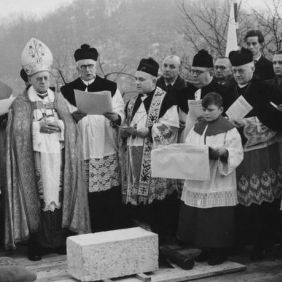 Laying of the foundation stone for the "Maria Hilf" chapel.